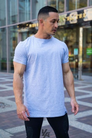 Camisas YoungLA Perfect Tee Straight Bottom Hombre Gris | 07YQVFJUS