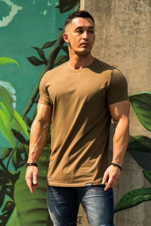 Camisas YoungLA Perfect Tee Straight Bottom Hombre Verde Oliva | 85LWIPAEN