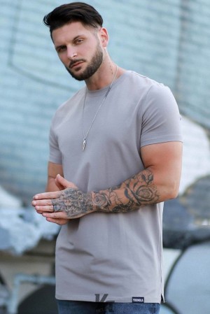Camisas YoungLA Perfect Tee Straight Bottom Hombre Gris | 96ZHMCENX