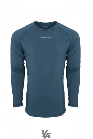 Camisas YoungLA Performance Line Longsleeve Shirts Hombre Turquesa | 87TECGPUJ