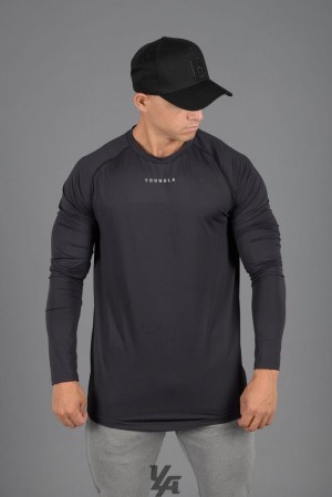 Camisas YoungLA Performance Line Longsleeve Shirts Hombre Negras | 78JZWAHQO