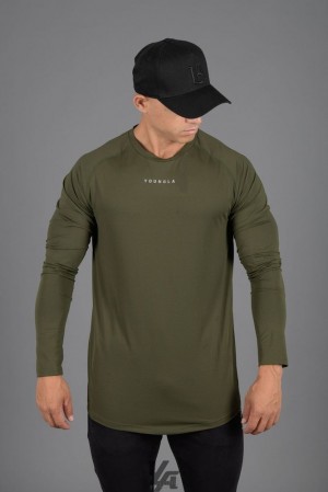 Camisas YoungLA Performance Line Longsleeve Shirts Hombre Verde Oliva | 75PVCFERI