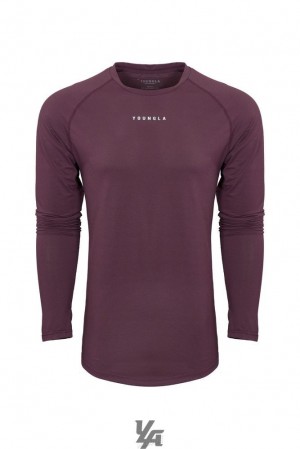 Camisas YoungLA Performance Line Longsleeve Shirts Hombre Moradas | 61AIUBFDM