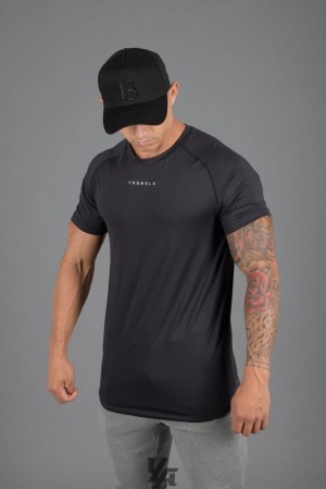 Camisas YoungLA Performance Line Short Sleeve Shirts Hombre Negras | 17MCUNZLV