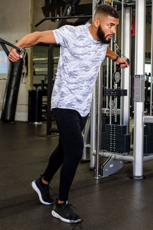 Camisas YoungLA Performance Line Short Sleeve Shirts Hombre Blancas Camuflaje | 86FUILNMJ