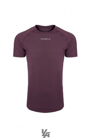 Camisas YoungLA Performance Line Short Sleeve Shirts Hombre Moradas | 80BFRJCOG