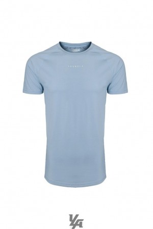 Camisas YoungLA Performance Line Short Sleeve Shirts Hombre Azules | 62BVZSYFP