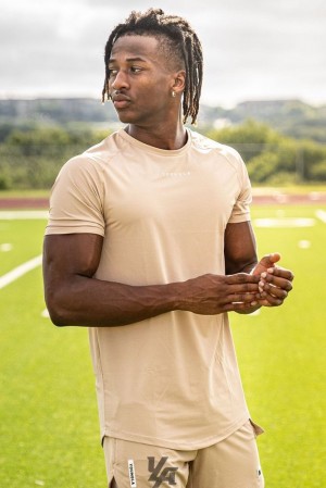 Camisas YoungLA Performance Line Short Sleeve Shirts Hombre Beige | 61BHIKYTE