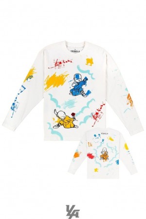 Camisas YoungLA Printed Straight Cut Long Sleeves Hombre Blancas | 40IGMKJSH