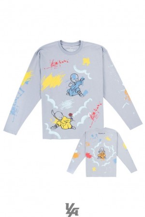 Camisas YoungLA Printed Straight Cut Long Sleeves Hombre Gris | 90LHBWGOK