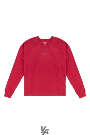 Camisas YoungLA Raw Neck Cloud Longsleeves Hombre Rojas Oscuro | 48GJFZANR