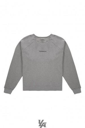 Camisas YoungLA Raw Neck Cloud Longsleeves Hombre Gris | 14VRPCDBI