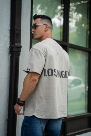 Camisas YoungLA Reflective Oversized Los Angeles Shirts Hombre Gris | 45QMERKHN