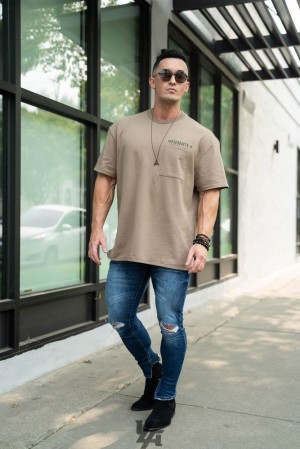 Camisas YoungLA Reflective Oversized Los Angeles Shirts Hombre Army | 18VBYXDCI