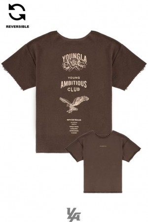 Camisas YoungLA Reversible Immortal Tee Hombre Marrones Azules | 03LGWOAQE