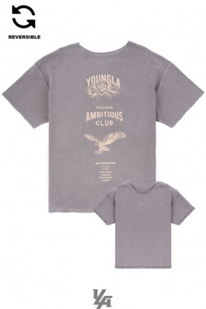 Camisas YoungLA Reversible Immortal Tee Hombre Gris Azules | 86DEWOBQU