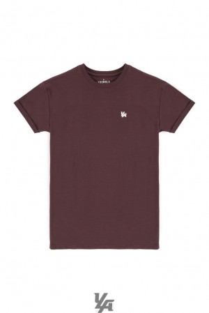 Camisas YoungLA Rolled Cuff Straight Bottom Tees Hombre Marrones | 06QGAJLOY