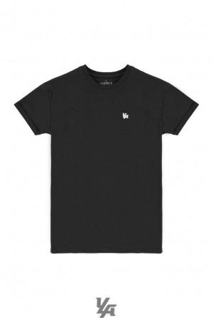 Camisas YoungLA Rolled Cuff Straight Bottom Tees Hombre Negras | 74LHZTQWO