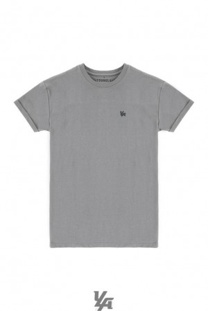 Camisas YoungLA Rolled Cuff Straight Bottom Tees Hombre Gris | 69WXGLTZH