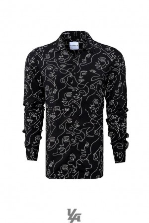 Camisas YoungLA Scarface Viscose Imprint Shirts Hombre Abstract Face | 24SZVIEPY
