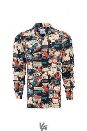 Camisas YoungLA Scarface Viscose Imprint Shirts Hombre Comic Story | 20WDBYELK