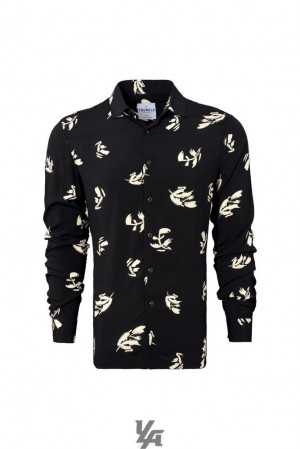 Camisas YoungLA Scarface Viscose Imprint Shirts Hombre Painted Leaves | 20HBYULMK