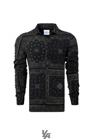 Camisas YoungLA Scarface Viscose Imprint Shirts Hombre Gris | 90YQSAUWL