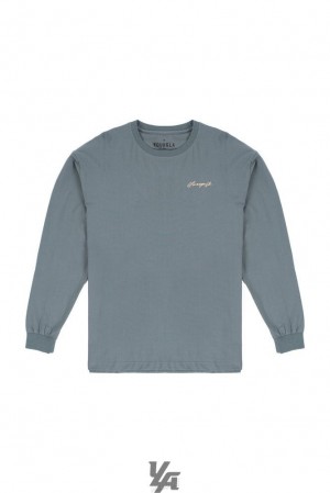 Camisas YoungLA Signature Long Sleeves Hombre Gris Azules | 31XLVGBRT