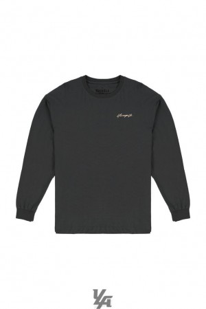 Camisas YoungLA Signature Long Sleeves Hombre Negras Azules | 97AHJBUEY