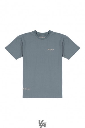 Camisas YoungLA Signature Tees Hombre Gris Azules | 25AZOPITY