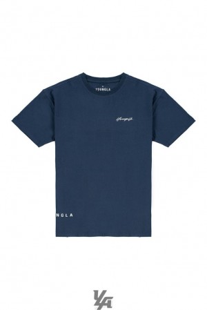Camisas YoungLA Signature Tees Hombre Turquesa Oscuro | 90LZWKTIQ
