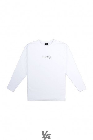 Camisas YoungLA Simple Things Long Sleeve Shirt Hombre Blancas | 34FNEKJSZ