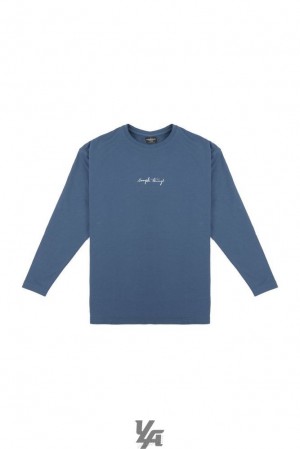 Camisas YoungLA Simple Things Long Sleeve Shirt Hombre Azules | 96KZYPGDB