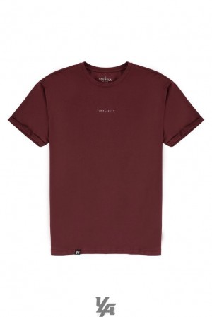 Camisas YoungLA Simplicity Tees Hombre Burdeos | 83OCBUSGH
