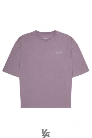 Camisas YoungLA Skyline Super Sized Tees Hombre Lavanda Azules | 79VIWNTCG