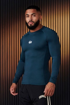 Camisas YoungLA Speed Compression Longsleeves Hombre Turquesa | 60DIPCYEO