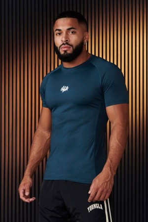 Camisas YoungLA Speed Compression Tees Hombre Turquesa | 96ZKQNWUF