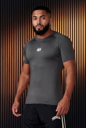 Camisas YoungLA Speed Compression Tees Hombre Gris | 57WEVIYNF