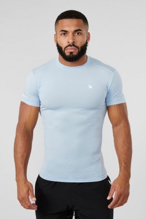 Camisas YoungLA Stealth Compression Tees Hombre Azules Claro | 28JXUCZAT