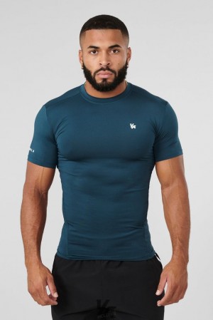 Camisas YoungLA Stealth Compression Tees Hombre Turquesa | 16BQYOCEK