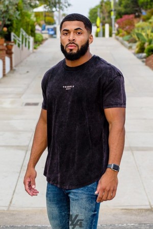 Camisas YoungLA Tee Wavy Collection Hombre Negras Azules | 93SCBONEP