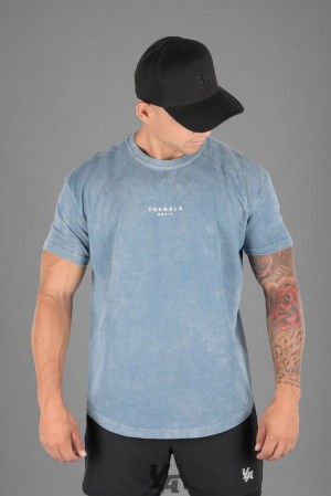 Camisas YoungLA Tee Wavy Collection Hombre Azules Azules | 89YGHKIWP