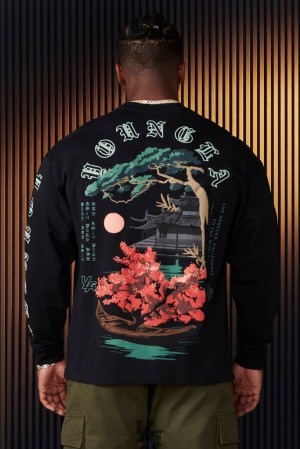 Camisas YoungLA Tokyo Longsleeves Hombre Negras | 31BFGDQOR