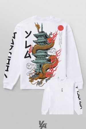 Camisas YoungLA Tokyo Longsleeves Hombre Blancas | 10IAUOWXF