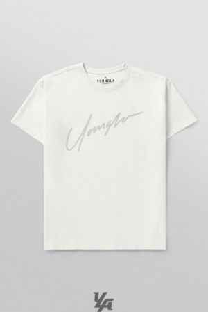 Camisas YoungLA Tonal Tees Hombre Blancas | 78BYFHVZC