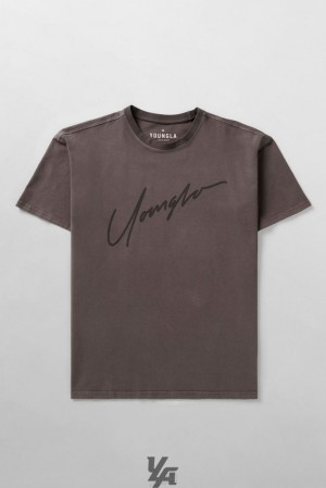 Camisas YoungLA Tonal Tees Hombre Gris Azules | 25YXCPMVG