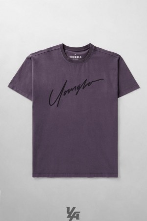 Camisas YoungLA Tonal Tees Hombre Moradas Oscuro | 85PSOUBDM