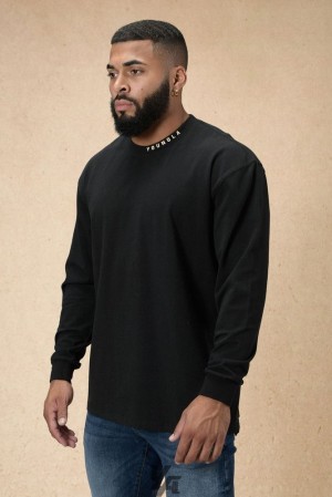 Camisas YoungLA Trademark Longsleeves Hombre Negras | 46HRZVBFC