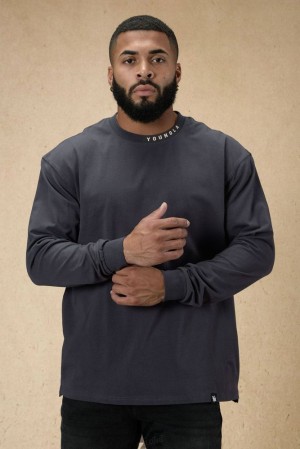 Camisas YoungLA Trademark Longsleeves Hombre Negras | 04NYQRAKU