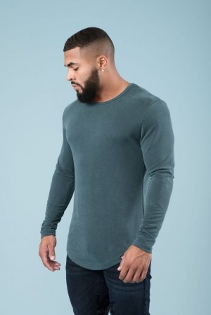 Camisas YoungLA Ultraflex Longsleeves Hombre Turquesa | 85VIWEKRG